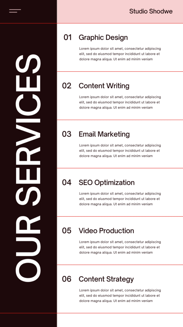 services list flyers